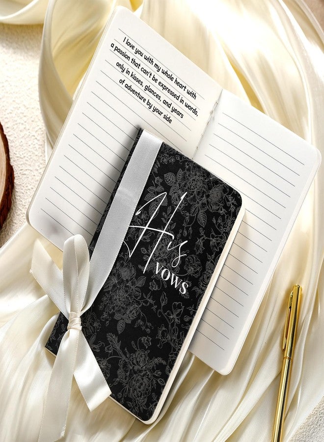 Engrowtic 2 Pcs Black His and Hers Wedding Vow Books with Ribbon Bow Floral Vow Books Notebook for Wedding Vows Gift for Bride and Groom with 48 Pages 3.94 x 5.91 Inches Bridal Shower Gifts - Image 4